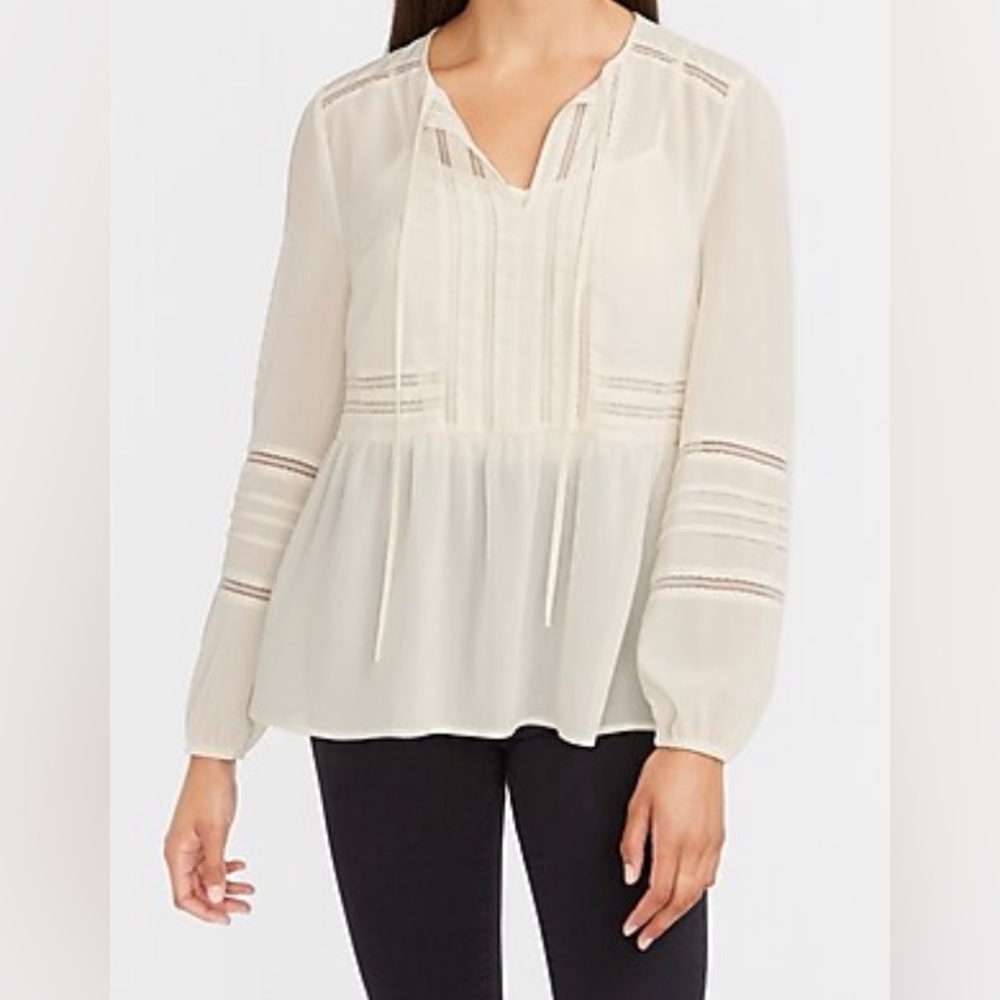 Express Lace Trim V-Neck Top
